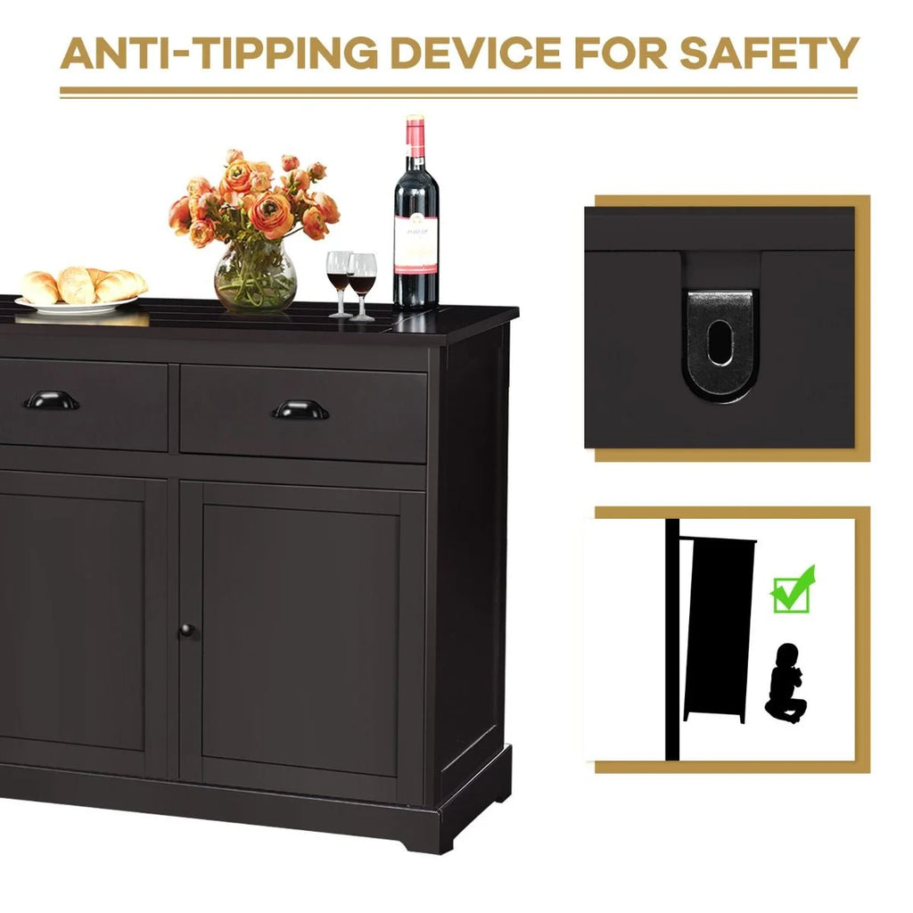 Buffet Sideboard with Cabinets Drawers and Adjustable Shelf