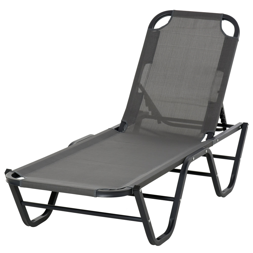 Sun Lounger Relaxer Recliner W/ 5-Position Adjustable Backrest Pool Sun Bathing
