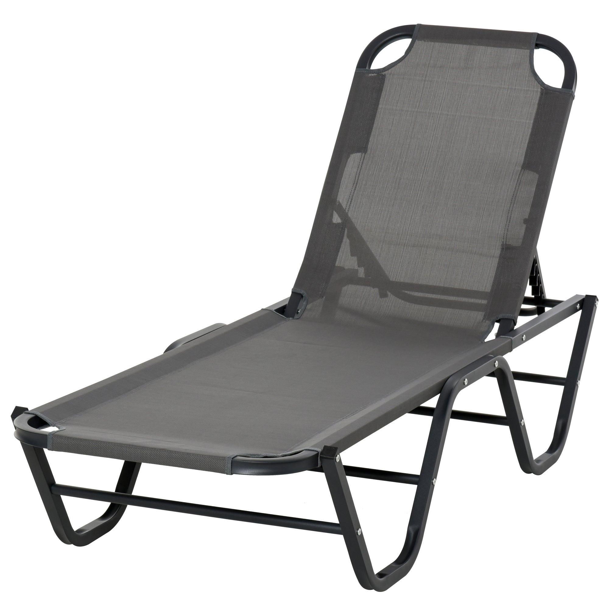 Sun Lounger Relaxer Recliner W/ 5-Position Adjustable Backrest Pool Sun Bathing
