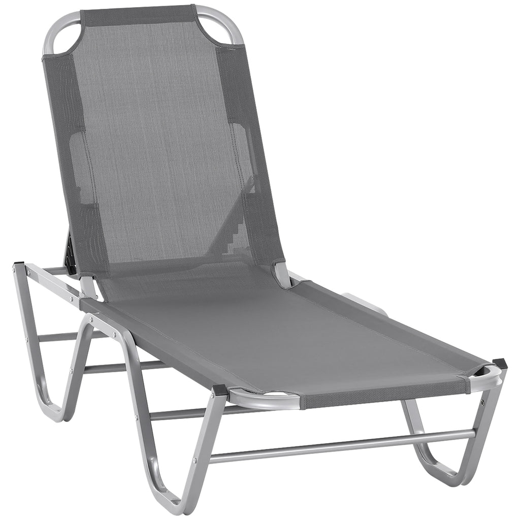 Sun Lounger Relaxer Recliner W/ 5-Position Adjustable Backrest Pool Sun Bathing