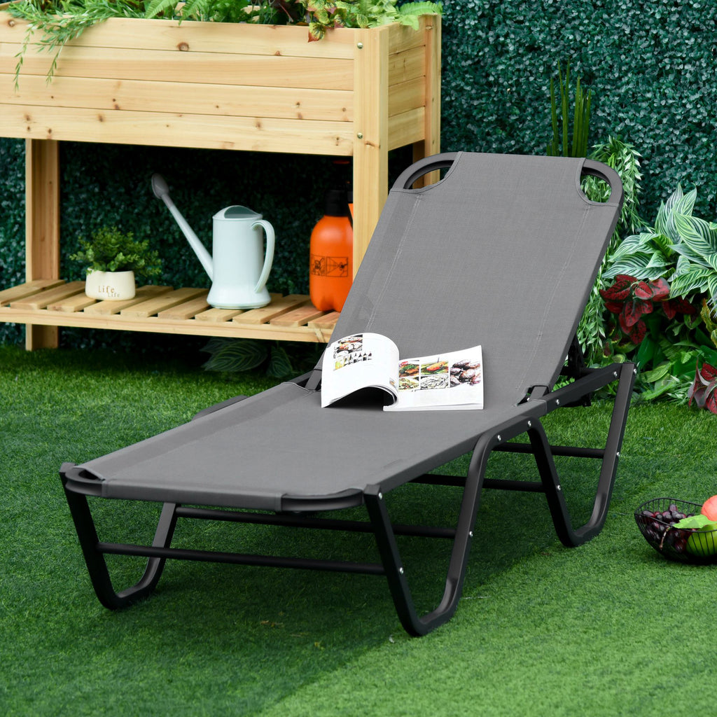 Sun Lounger Relaxer Recliner W/ 5-Position Adjustable Backrest Pool Sun Bathing
