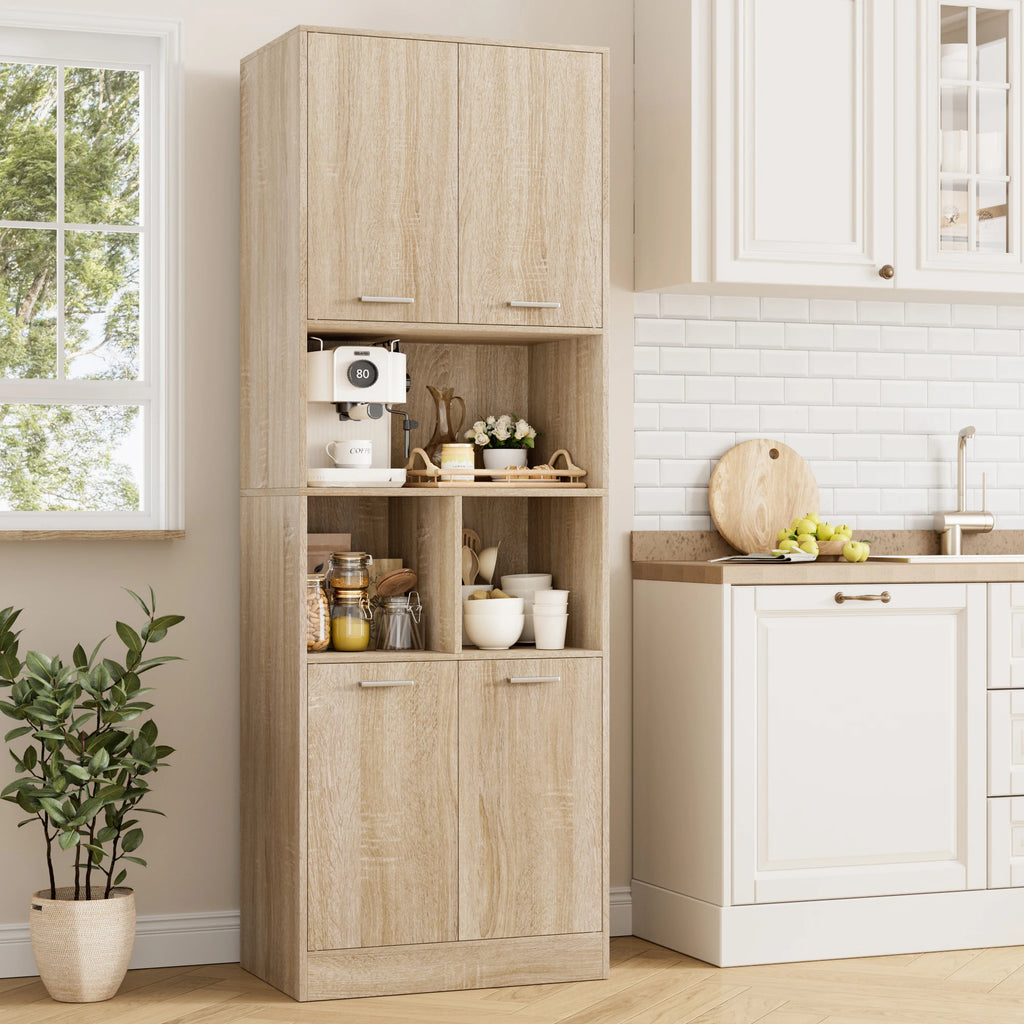 Bathroom Tall Cabinets White Tall Storage Cabinet with Doors and Open Shelves Bookcase for Living Room Kitchen180.5X60X40Cm