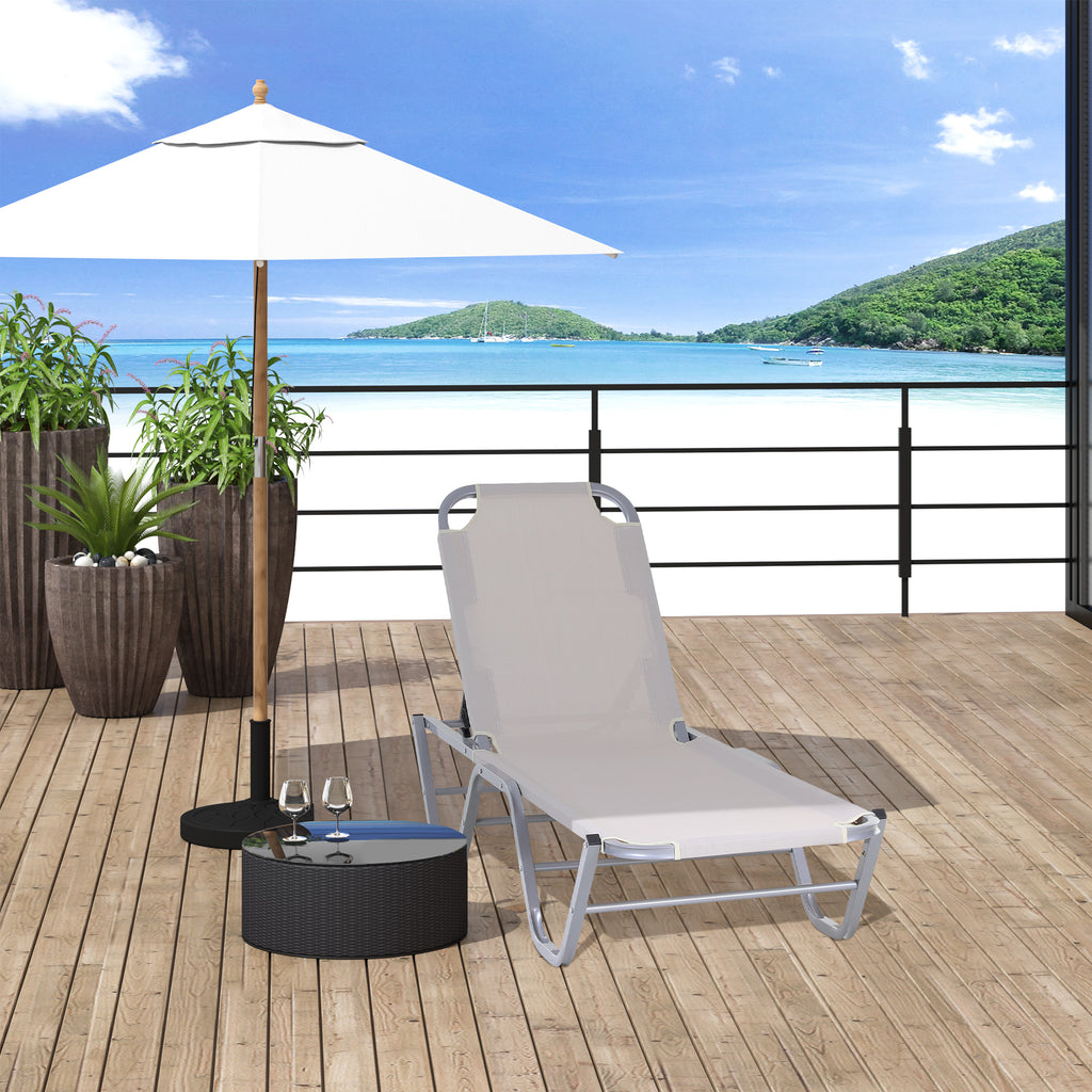 Sun Lounger Relaxer Recliner W/ 5-Position Adjustable Backrest Pool Sun Bathing