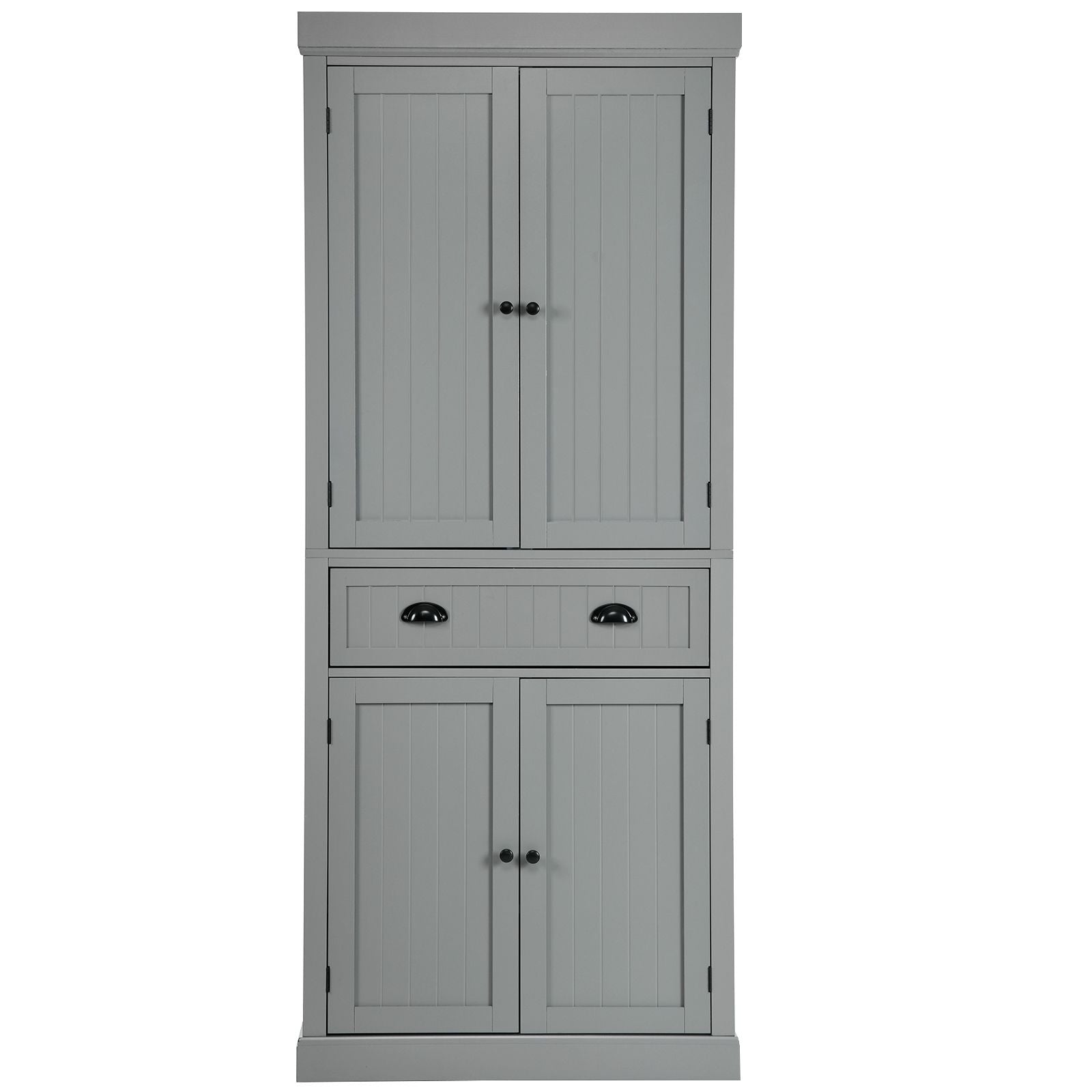 4-Door Tall Kitchen Cupboard Adjustable Shelves and Drawer