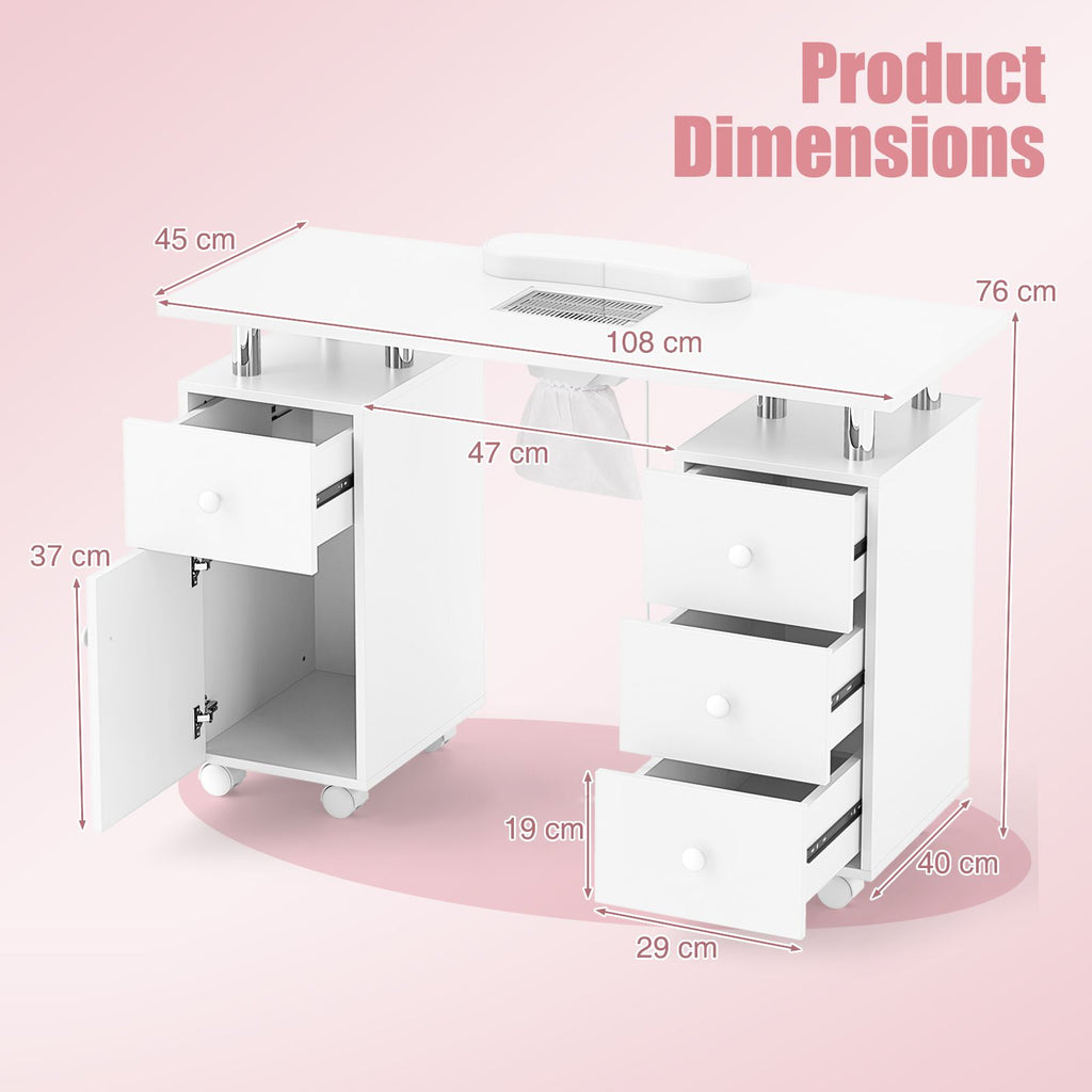 Manicure Table Nail Desk with Electric Dust Collector