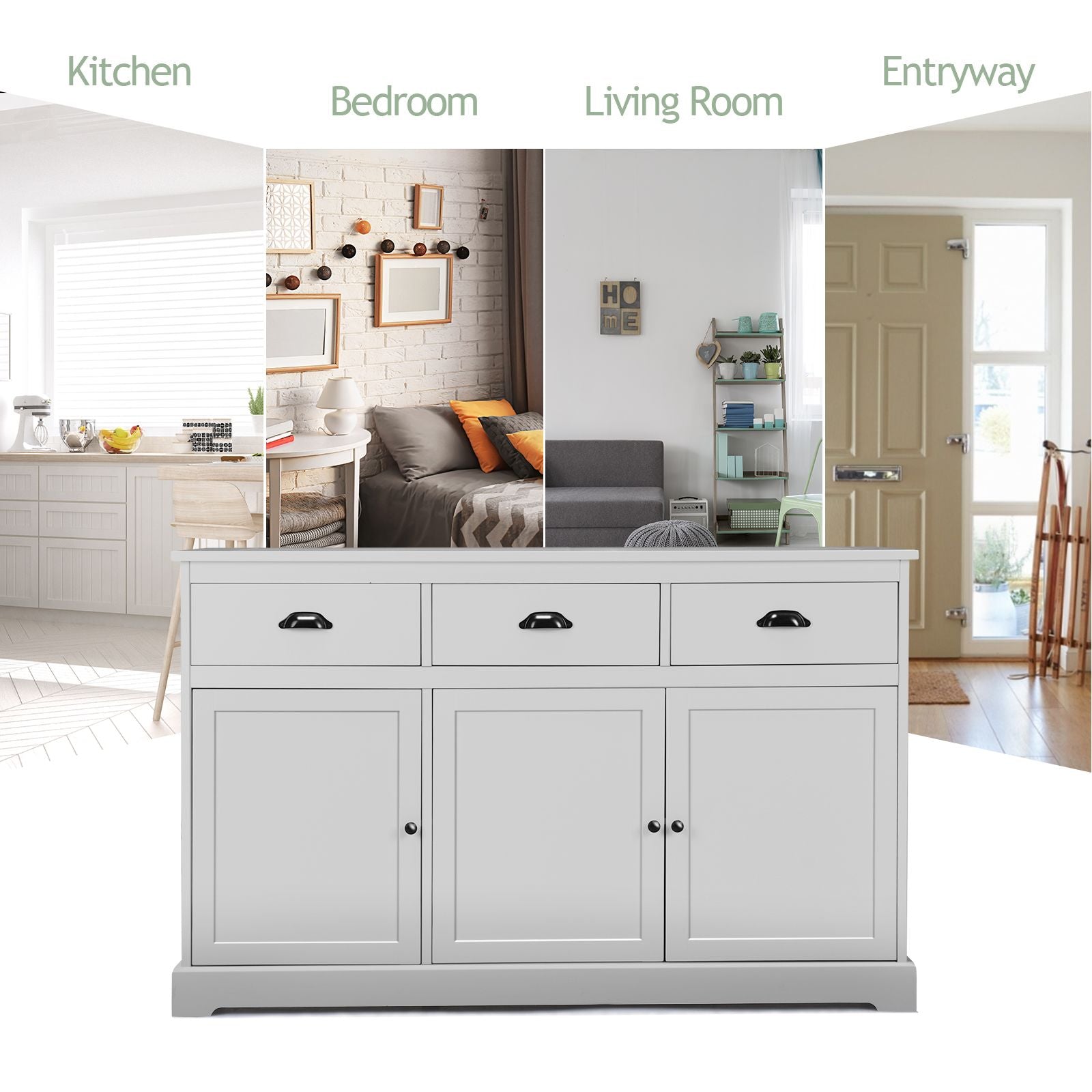 Buffet Sideboard with Cabinets Drawers and Adjustable Shelf