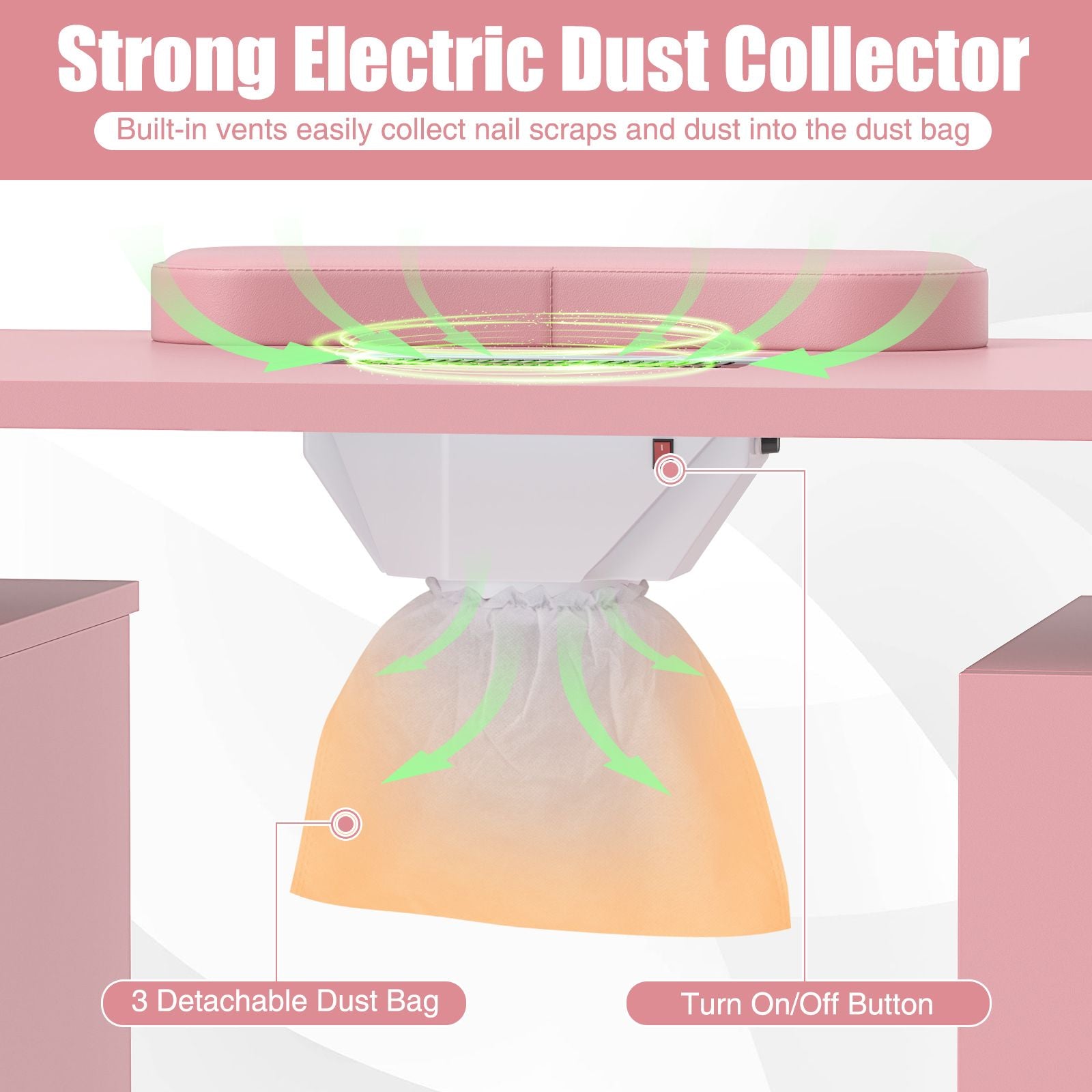 Manicure Table Nail Desk with Electric Dust Collector