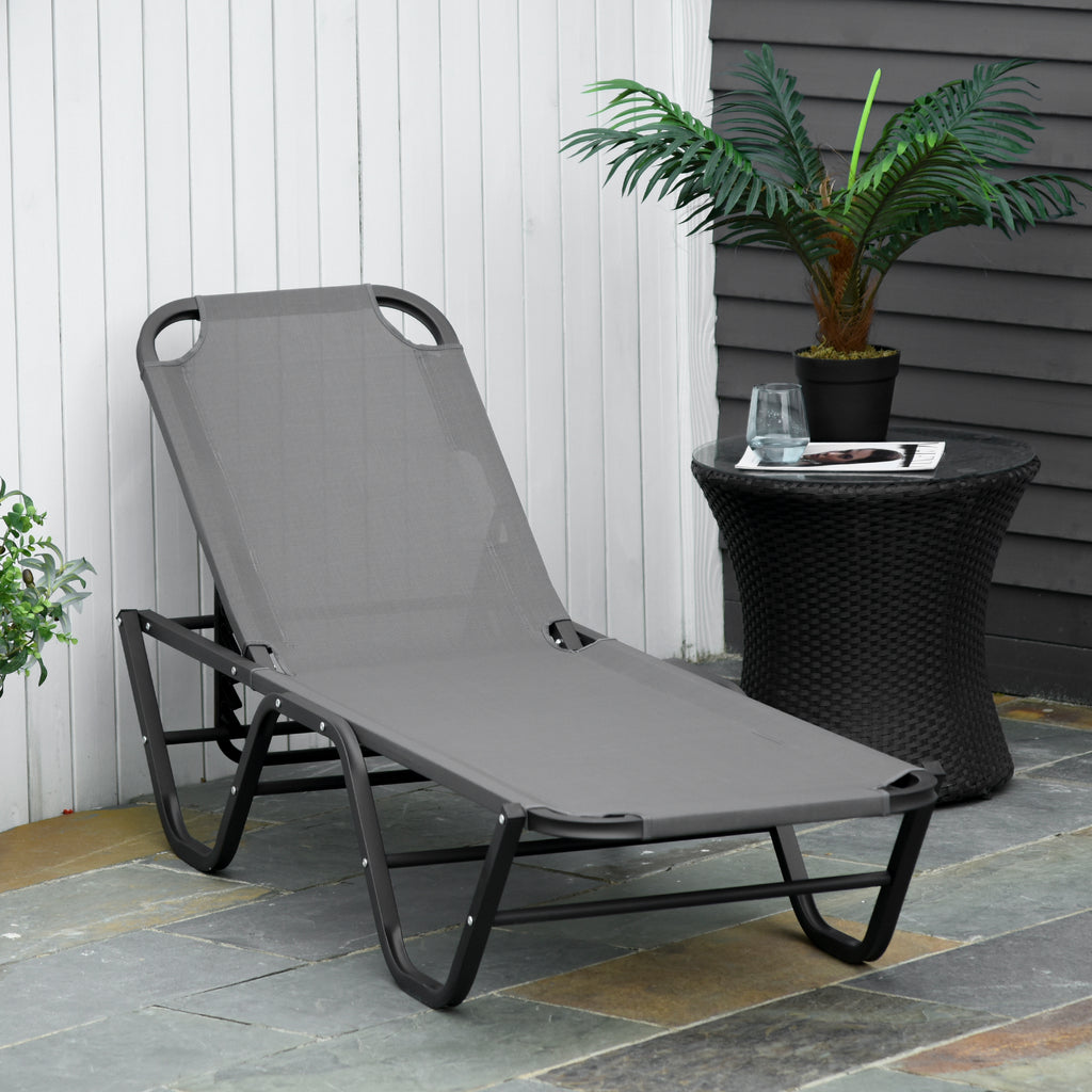 Sun Lounger Relaxer Recliner W/ 5-Position Adjustable Backrest Pool Sun Bathing