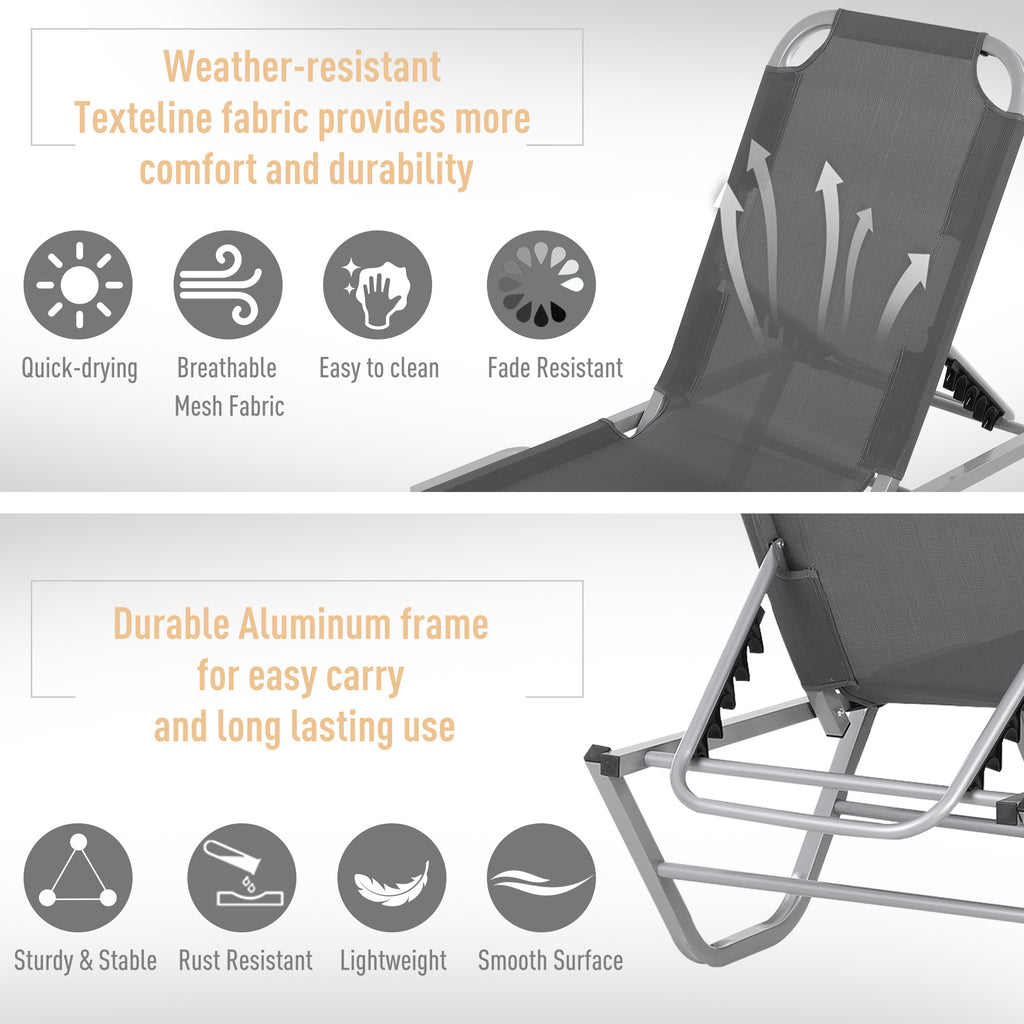 Sun Lounger Relaxer Recliner W/ 5-Position Adjustable Backrest Pool Sun Bathing