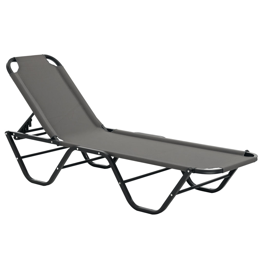 Sun Lounger Relaxer Recliner W/ 5-Position Adjustable Backrest Pool Sun Bathing