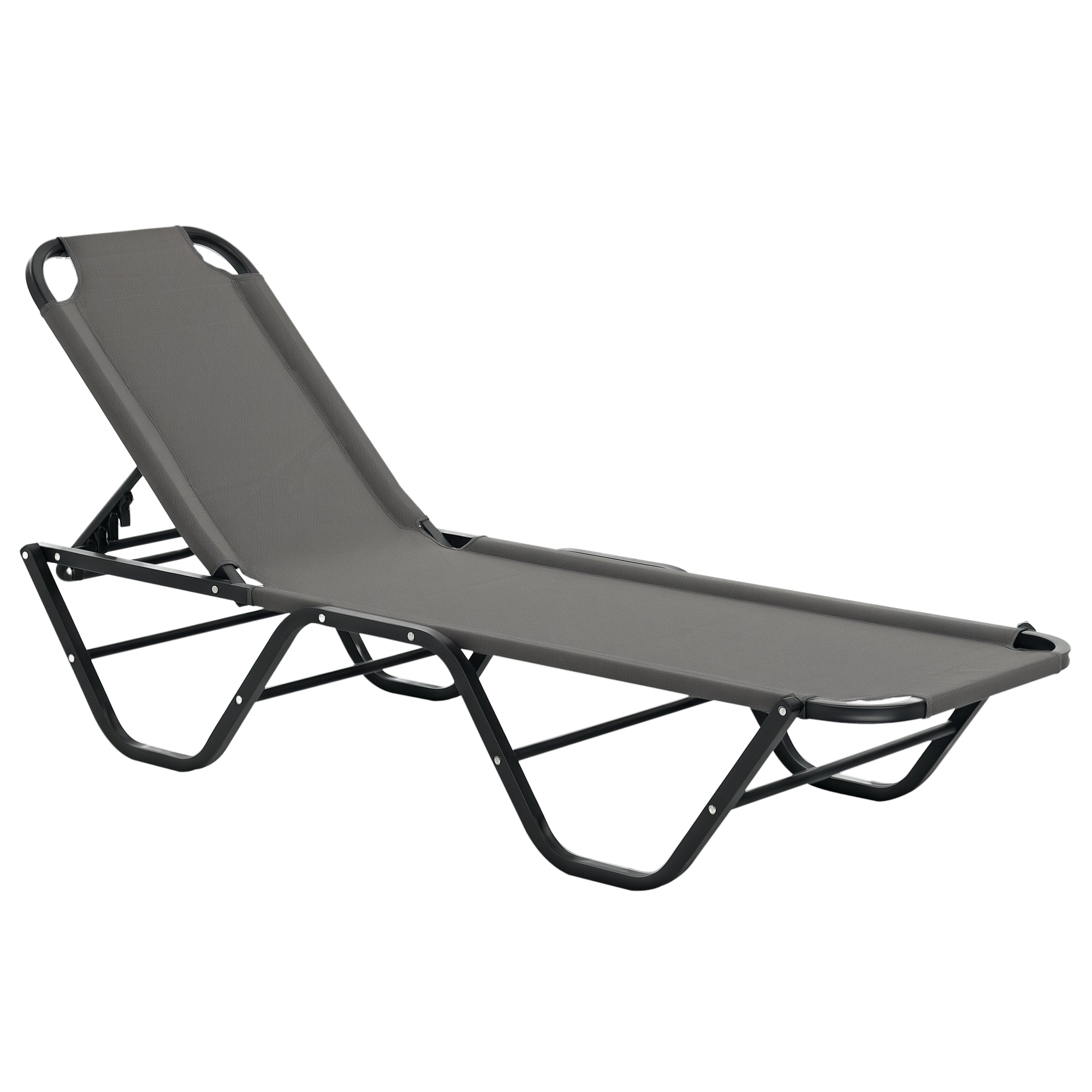 Sun Lounger Relaxer Recliner W/ 5-Position Adjustable Backrest Pool Sun Bathing