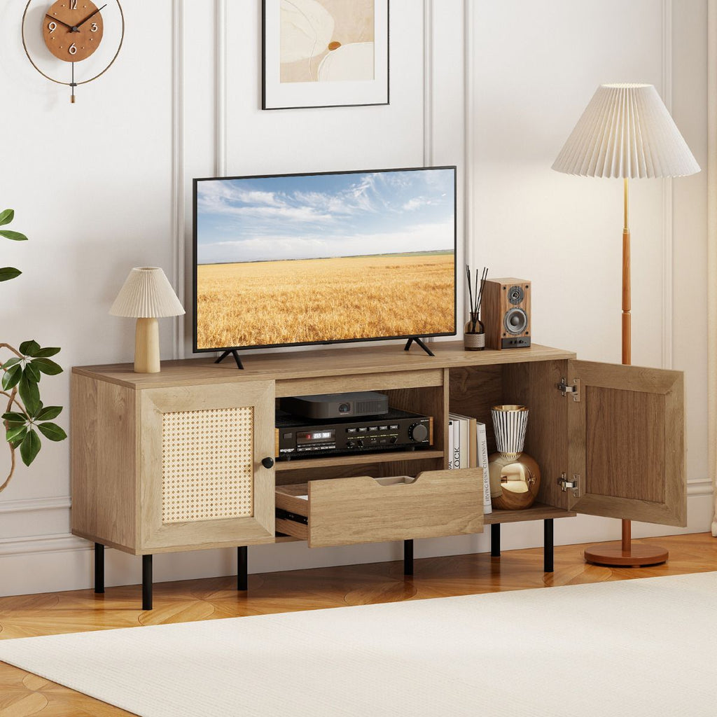 TV Stand for 60 Inch TV with Cabinets and Storage Shelf