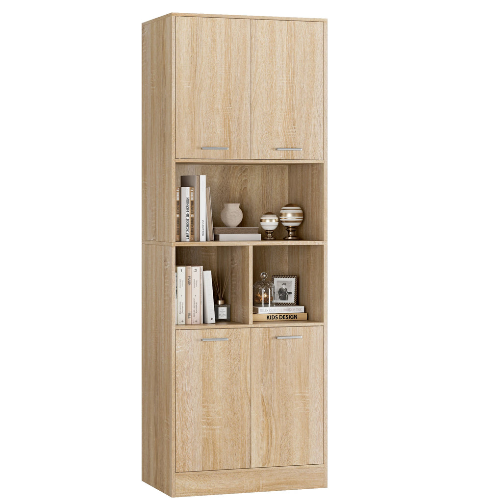 Bathroom Tall Cabinets White Tall Storage Cabinet with Doors and Open Shelves Bookcase for Living Room Kitchen180.5X60X40Cm