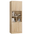 Bathroom Tall Cabinets White Tall Storage Cabinet with Doors and Open Shelves Bookcase for Living Room Kitchen180.5X60X40Cm