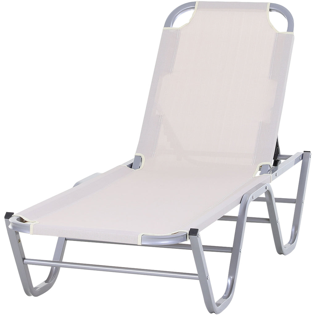 Sun Lounger Relaxer Recliner W/ 5-Position Adjustable Backrest Pool Sun Bathing
