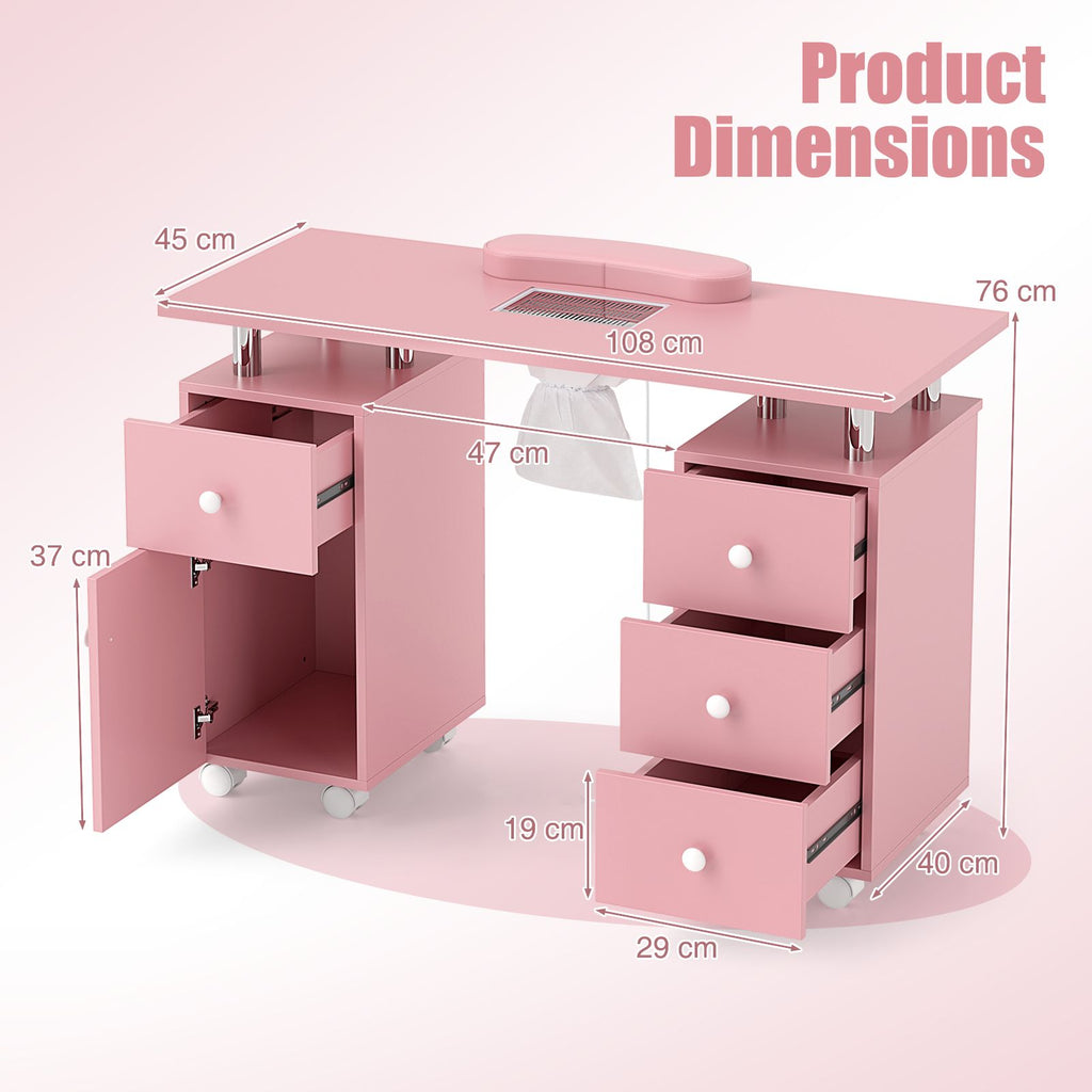 Manicure Table Nail Desk with Electric Dust Collector
