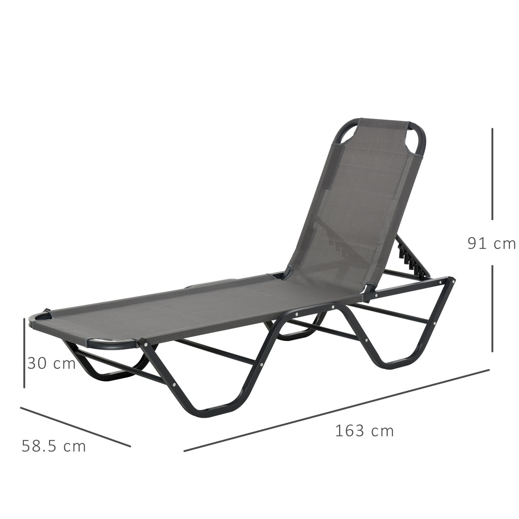 Sun Lounger Relaxer Recliner W/ 5-Position Adjustable Backrest Pool Sun Bathing