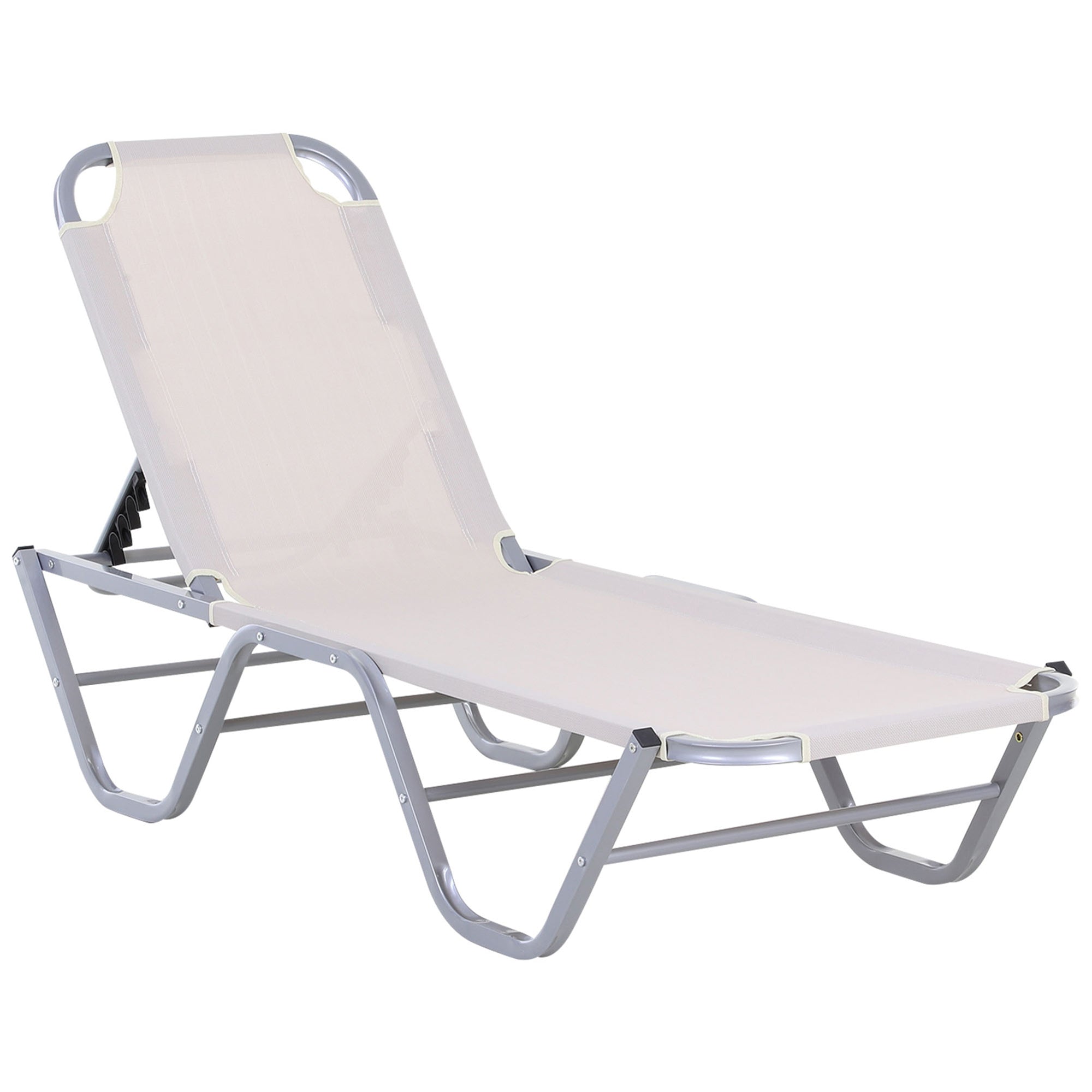 Sun Lounger Relaxer Recliner W/ 5-Position Adjustable Backrest Pool Sun Bathing