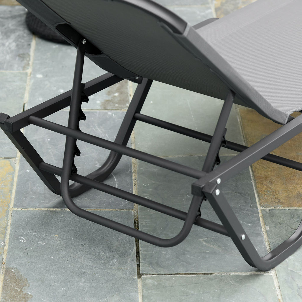 Sun Lounger Relaxer Recliner W/ 5-Position Adjustable Backrest Pool Sun Bathing