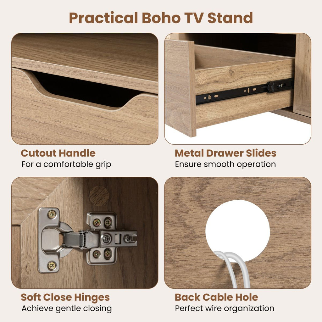 TV Stand for 60 Inch TV with Cabinets and Storage Shelf