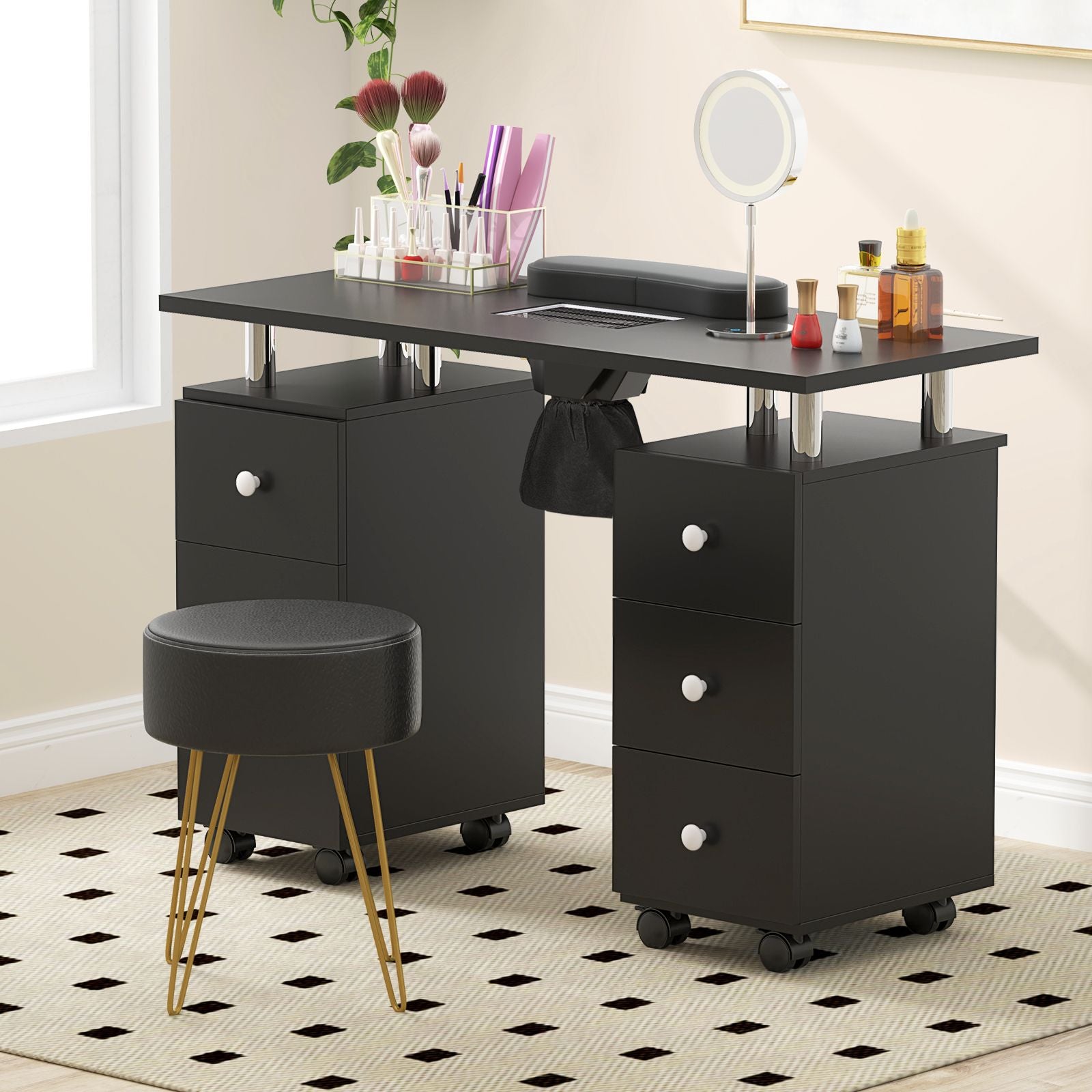 Manicure Table Nail Desk with Electric Dust Collector