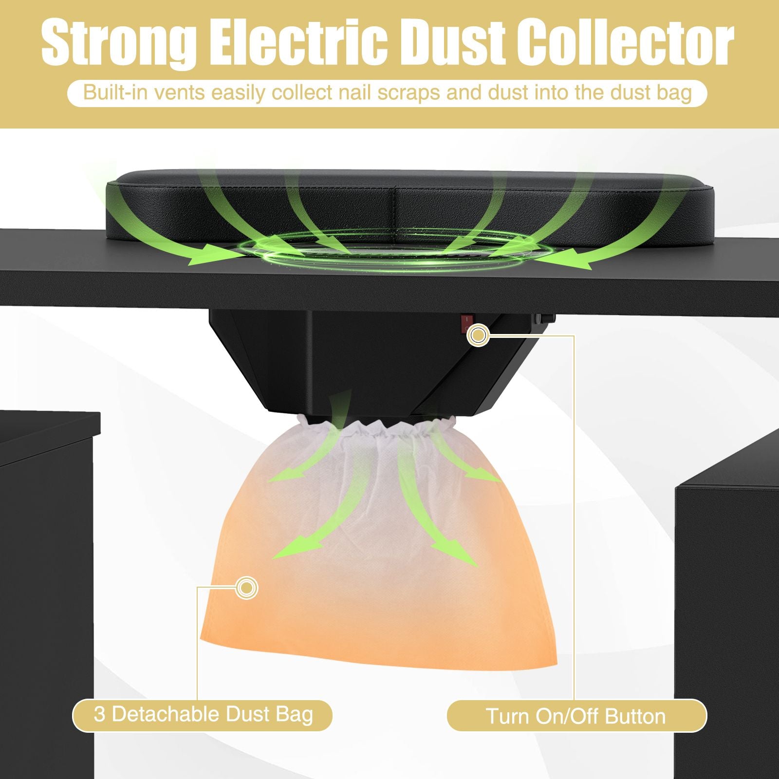 Manicure Table Nail Desk with Electric Dust Collector
