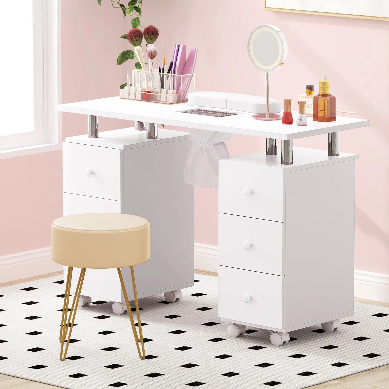 Manicure Table Nail Desk with Electric Dust Collector
