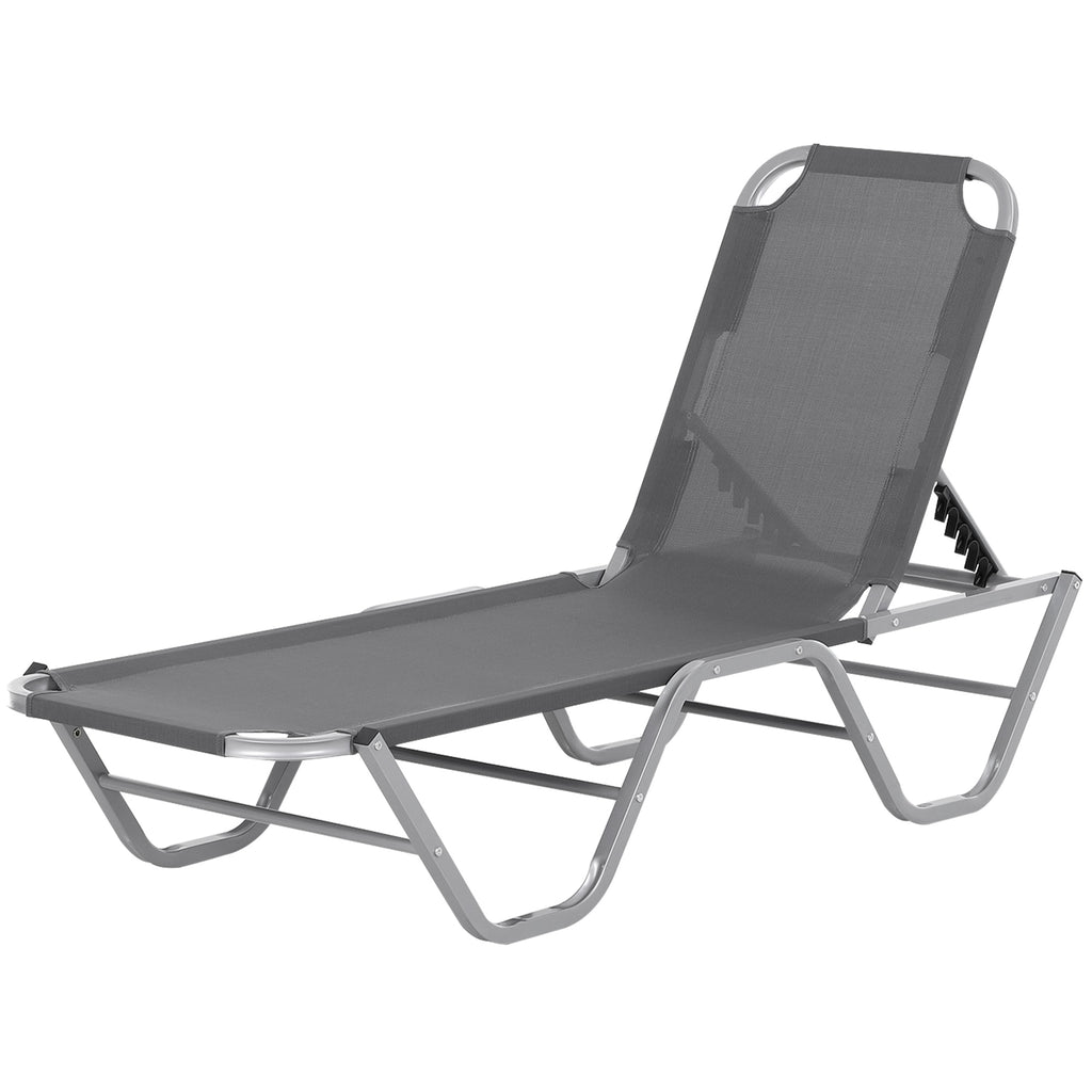 Sun Lounger Relaxer Recliner W/ 5-Position Adjustable Backrest Pool Sun Bathing