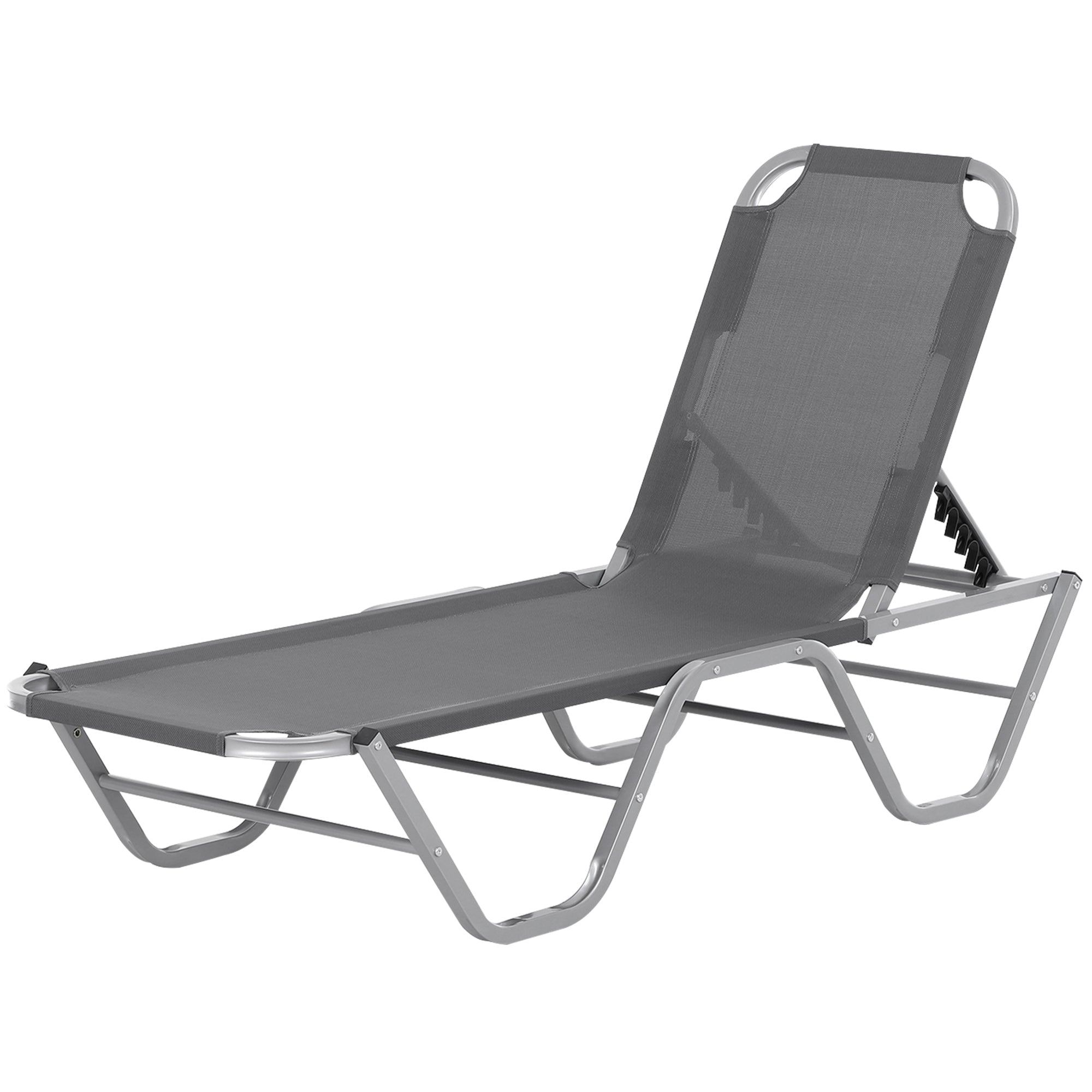 Sun Lounger Relaxer Recliner W/ 5-Position Adjustable Backrest Pool Sun Bathing