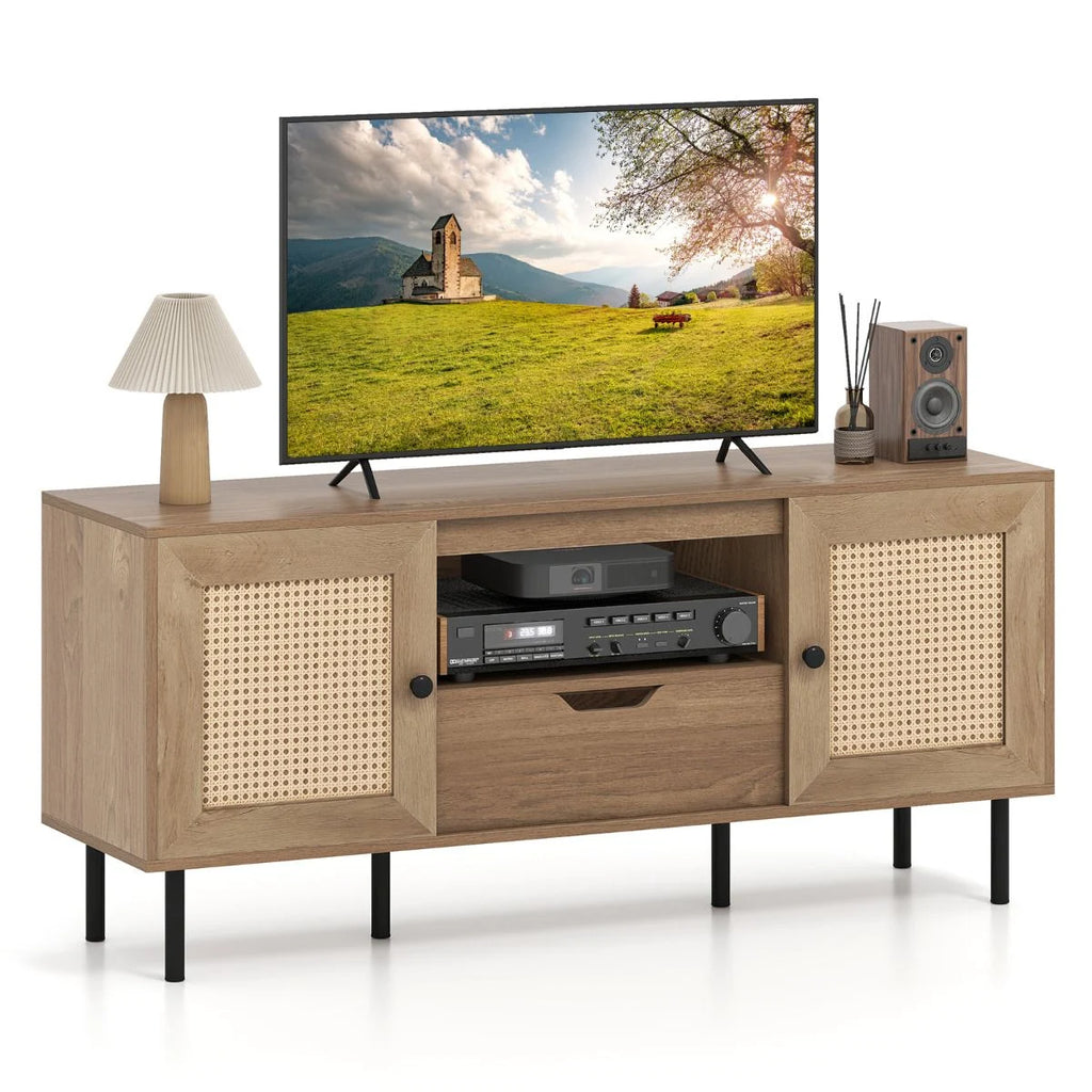 TV Stand for 60 Inch TV with Cabinets and Storage Shelf