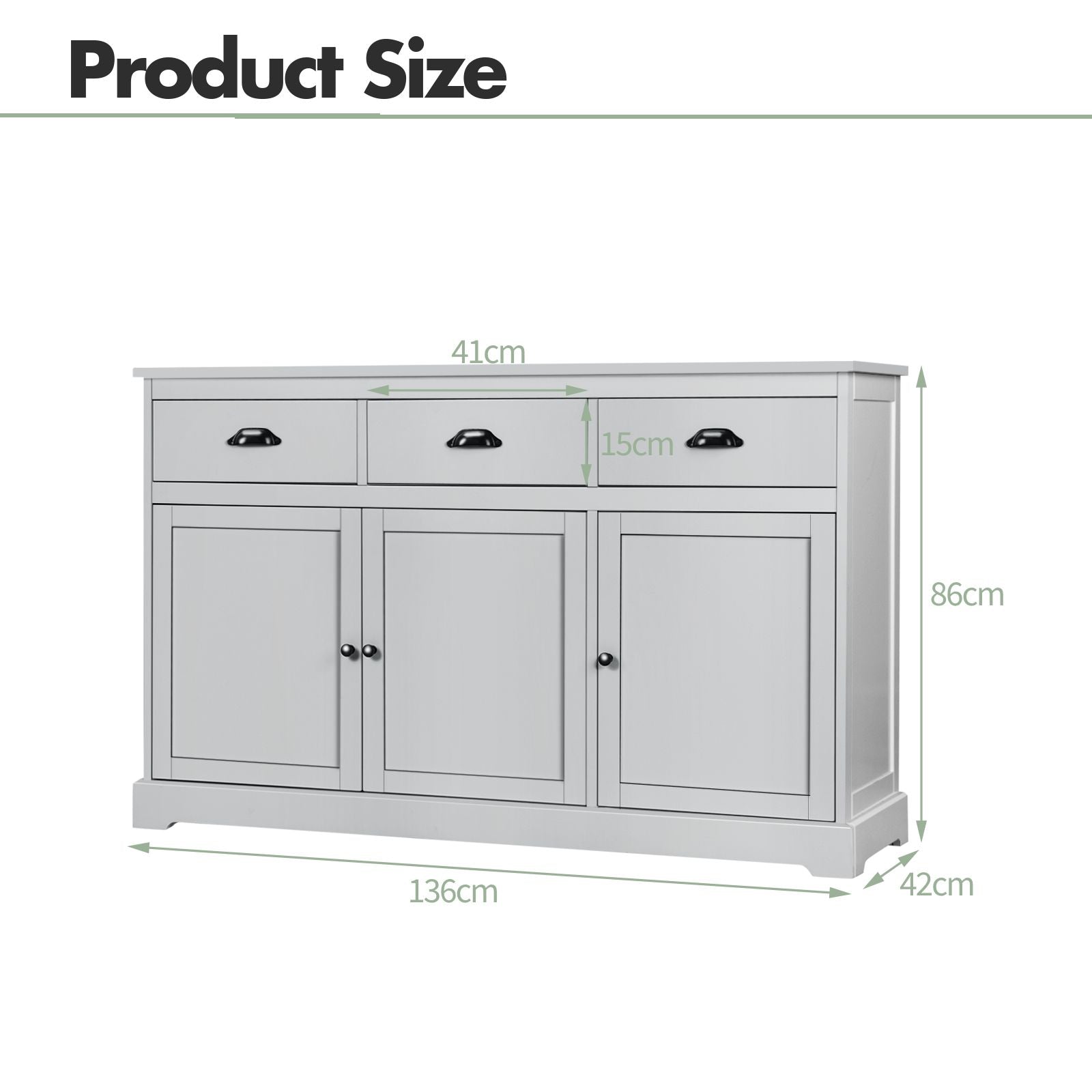 Buffet Sideboard with Cabinets Drawers and Adjustable Shelf