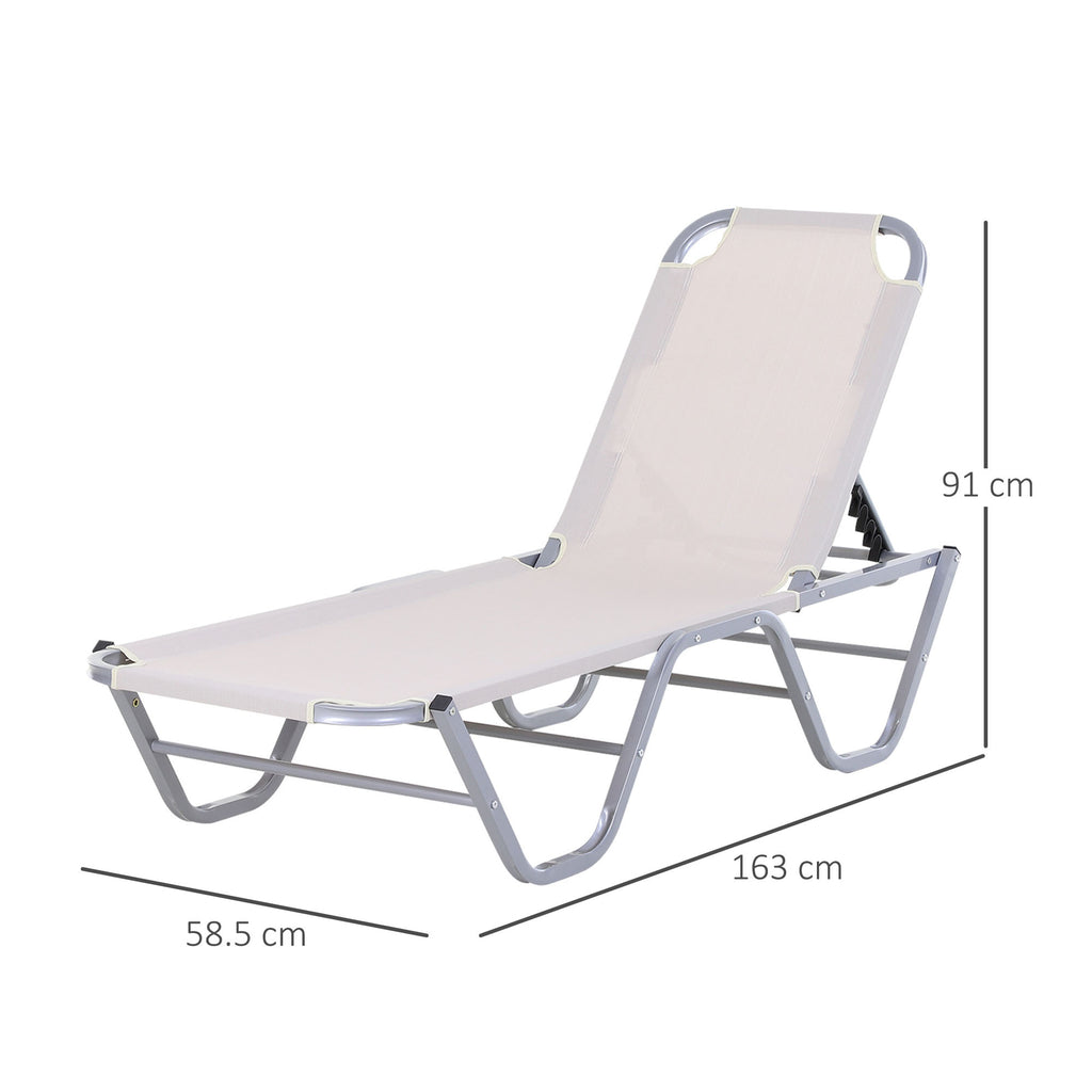 Sun Lounger Relaxer Recliner W/ 5-Position Adjustable Backrest Pool Sun Bathing