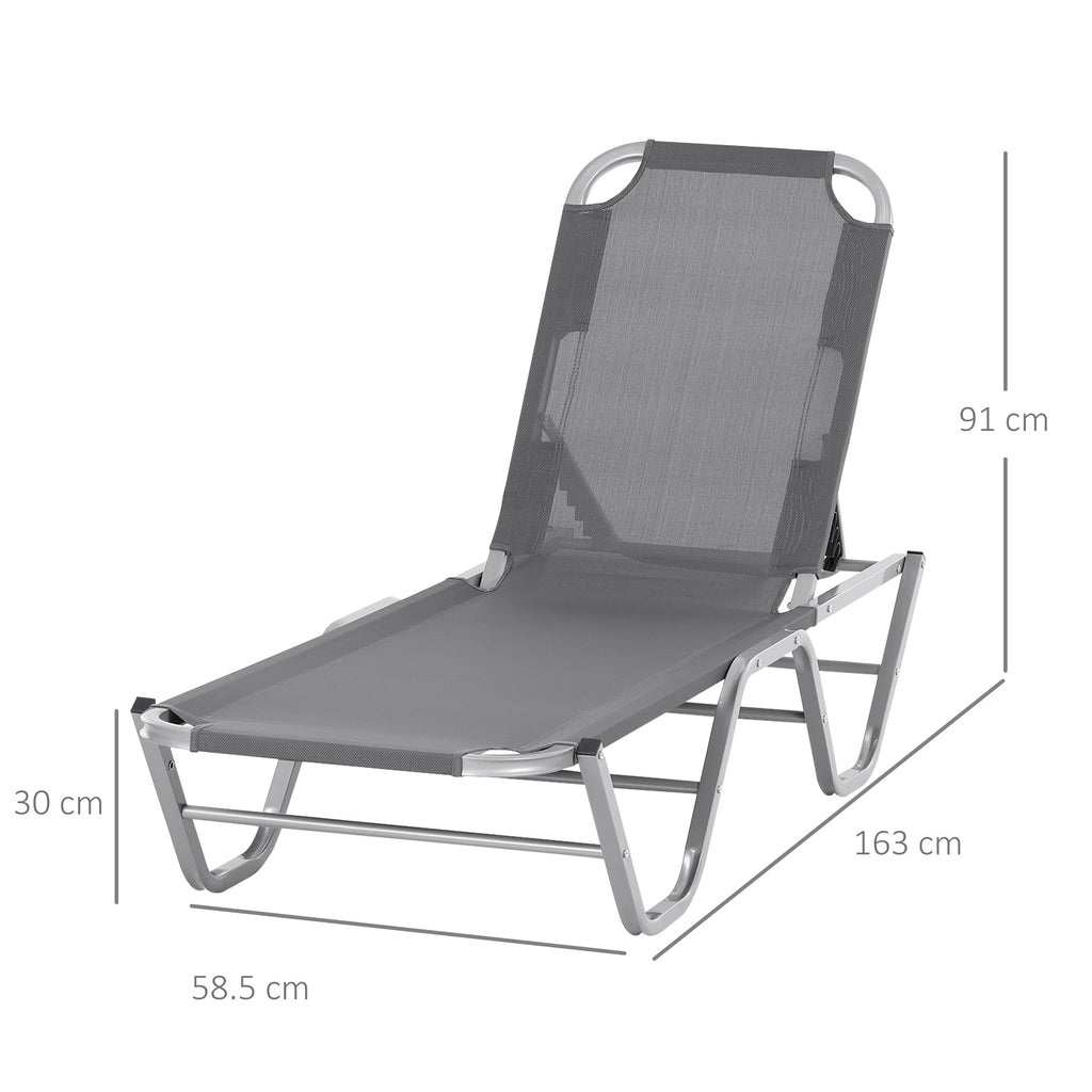 Sun Lounger Relaxer Recliner W/ 5-Position Adjustable Backrest Pool Sun Bathing